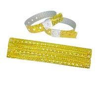 iboo - 100 Bracelets Plastique Vinyle Jaune holographique pour Évènements Festivals - Idéal pour la sécurité - 25 x 1,6 cm