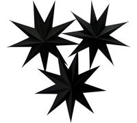 IBOPUXIU 3PCS Étoiles Papier à Suspendre, Pendentif de Décorations Suspendues de d'arbre de Noël, Trois étoiles Noires, 30 cm de Diamètre, Réutilisable