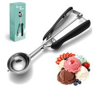 IBOPUXIU Cuillère à glace en acier inoxydable 304 avec gâchette (23 x 5 cm), cuillère polie polyvalente pour glace, purée, pâte et gâteaux, lave-vaisselle, noir