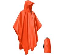 IBOPUXIU Poncho de Pluie, Poncho léger, réutilisable et Respirant avec Capuche, Cape de Pluie Multifonctionnelle 3 en 1 pour le Camping, la randonnée, le cyclisme et la pêche, unisexe （Orange）