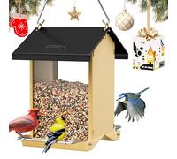 iBorn Mangeoire à oiseaux anti-écureuils pour suspendre à l'extérieur, toit résistant aux intempéries et 8 trous de drainage, mangeoire pour nichoir amovible, facile à nettoyer et à recharger, PC