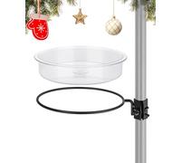 iBorn Mangeoire à oiseaux avec anneau pour poteau de 2,5 cm, bol d'eau amovible en plastique PC pour petits oiseaux sauvages, accessoire de station d'alimentation pour oiseaux, 5 secondes à installer