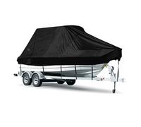 IBOWZ Bâche de Bateau, Housse de Protection pour Bateau à Moteur, Coque en V Oxford Marine 420D Robuste, résistante aux intempéries, Coupe-Vent et Anti-UV, Noire (11 à 27 Pieds)