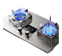 IBOWZ Plaque de Cuisson Gaz Cuisinière à gaz encastrée en Acier Inoxydable de 71 cm Cuisinière à gaz à 2 brûleurs,minuterie de 180 Minutes (bilatérale indépendante),Dispositif de Protection Contre