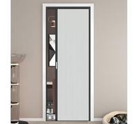 IBOWZ Porte Pliante accordèon, Porte accordéon Pliante de 215 cm de Haut, sur Mesure, sans perçage, Cadre Blanc et Noir, occultant