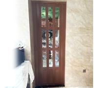 IBOWZ Porte Pliante, Porte accordéon coulissante en PVC Marron, Porte de Grange Pliante intérieure à Plusieurs Volets avec Rail supérieur