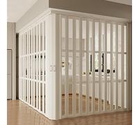 IBOWZ Porte Pliante, Porte accordéon en Forme de L, portillon Coulissant Pliant en Acrylique Transparent en PVC, 180 185 190 195 200 205 21