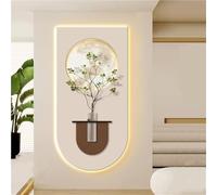 IBOWZ Tableau décoratif Mural 3D, décoration Murale en grès avec éclairage LED, décoration Lumineuse avec Vase, Sculptures pour Salon et Chambre
