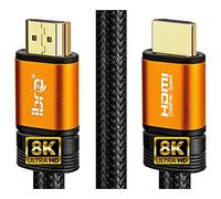 IBRA 2.1 Câble HDMI orange 8 K Ultra haute vitesse 48 Gbps au plomb | Prend en charge 8K @ 60 Hz, 4K @ 120 Hz, 4320p, compatible avec Fire TV, support 3D, fonction Ethernet, 8K UHD, 3D-Xbox PS3, PS4