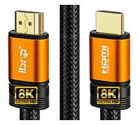 IBRA Câble HDMI 8K/4K de 8 m - Ultra haut débit - 18 Gbit/s - Câble HDMI 2.0b 4K @ 60 Hz - Compatible avec Fire TV, Ethernet, retour audio, vidéo UHD 2160p, HD 1080p, 3D, PS3, PS4, PC - Orange