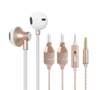 ibrain Écouteurs à tube d'air filaires avec technologie brevetée Air Tube pour un mode d'écoute sûr - Écouteurs intra-auriculaires à isolation phonique avec micro et contrôle du volume - Doré