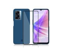 Ibroz Coque Liquid Silicone bleu+ verre trempé pour Oppo A77 (5G)