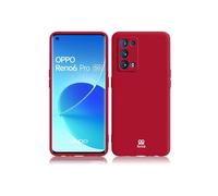 Ibroz Coque Liquid Silicone Rouge + Verre Trempé 9H pour Oppo Reno 6 Pro