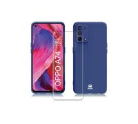Ibroz Coque silicone bleue + Verre trempé pour Oppo A74