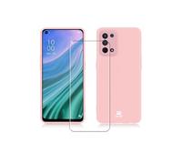 Ibroz Coque silicone rose + Verre trempé pour Oppo A54