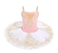 IBTOM Castle Robe Danse Ballet Enfant Fille Paillettes Justaucorps Gymnastique Danse Classique Tutu Paillette Collant Robe Patinage Princesse Pince de Cheveux Costume W Rose 7-8 Ans