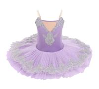 IBTOM CASTLE Robe Danse Ballet Enfant Fille Paillettes Justaucorps Gymnastique Danse Classique Tutu Paillette Collant Robe Patinage Princesse Pince de Cheveux Costume W Violet 7-8 ans