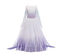 IBTOM CASTLE Robe de Princesse Manches Longues Reine des Neiges Longue Cosplay Costume de Robe Bleu Chaude Doux Déguisements Partie Mascarade Cérémonie Halloween Noël 03-Violet 5-6 Ans