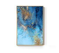 IBUKHSDGYIFH Abstrait feuille d'or toile peinture bleu impression affiche grand mur Art photo pour salon nordique Tableaux abstrait bleu affiche sans cadre-30x45cm