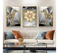 IBUKHSDGYIFH Abstrait zèbre or noir affiches et impressions Animal mur Art toile peinture image moderne pour salon décor sans cadre-30x40cmx3