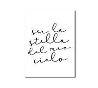 IBUKHSDGYIFH Citation italienne noir et blanc mur Art toile peinture romantique calligraphie affiche imprime moderne mur photo italie décor à la maison sans cadre-30x40cm