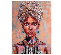 IBUKHSDGYIFH Tribu Africaine Femme Toile Peinture À L'huile Aquarelle Graffiti Turban Filles Figure Affiches Salon Mur Art Décoratif Image Sans Cadre-50x70cm