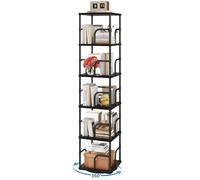 IBUYKE Bibliotheque Rotative à 5 Niveaux,Bibliotheque Angle,Noir TBC005B | Bibliothèque Tournante à 360° Étagère Pivotante Verticale Bibliothèque Enfant en Bois pour Chambre Salon Bureau