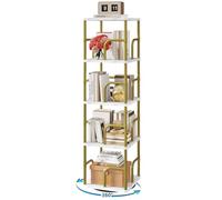 IBUYKE Bibliothèques Rotative à 4 Niveaux,Bibliothèque Enfant,Étagère Pivotante Verticale à 360°,Bibliothèque Multifonctionnelle en Bois pour Chambre, Salon, Bureau,Blanc,TBC004GW