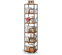 IBUYKE Bibliothèques Rotative à 5 Niveaux,Bibliothèque Enfant,Étagère Pivotante Verticale à 360°,Bibliothèque Multifonctionnelle en Bois pour Chambre, Salon, Bureau,Marron Rustique,TBC005H