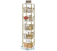 IBUYKE Bibliothèques Rotative à 5 Niveaux,Bibliothèque Enfant,Étagère Pivotante Verticale à 360°,Bibliothèque Multifonctionnelle en Bois pour Chambre, Salon, Bureau,Blanc,TBC005GW