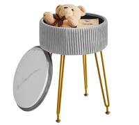 IBUYKE Chaise de Maquillage ottomane, Tabouret de vanité, Gris L/G-20G | Table latérale Golden Steel Legs Cover amovible Table de café Top