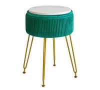 IBUYKE Chaise de Maquillage ottomane, Tabouret de vanité, Vert L/G-20L | Table latérale Golden Steel Legs Cover amovible Table de café Top