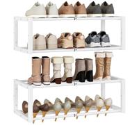 IBUYKE Lot de 2 Étagère à Chaussures Murales, Petit Organiseur à Chaussures Suspendu Extensible de 41-73 cm, Gain de Place Porte Chaussures Mural en Métal pour Entrée Salon, Blanc TXJ001W-2