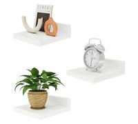 IBUYKE Lot de 3 petites étagères murales flottantes en bois, présentoirs d'exposition, étagère suspendue pour chambre, salle de bain, cuisine, blanc, RF-GB505W-3