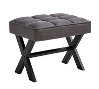 IBUYKE Petit 12 "h Foot Tabouret, Tabouret de Pied carré en Lin avec Pieds en métal X, Multifonctionnel utilisé comme Petite Table d'appoint, Tabouret de Marche pour Salon, Gris foncé WBD011G