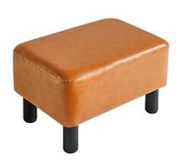 IBUYKE Petit repose-pieds rectangulaire en cuir synthétique avec assise rembourrée et pieds en bois de pin, orange RF-BD217 42 cm