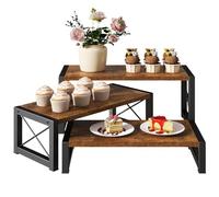 IBUYKE Présentoir gâteaux,Lot de 3,Support à Dessert en bois,Marron TLJ019H | Presentoir Aperitif Buffet Tour à cupcakes plateau de service à étages pour décorations poupées nourriture