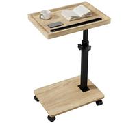 IBUYKE Table d’appoint avec roulettes, Hauteur réglable, 360 ° pivotant Bout de Canapé, C Form Tables Canapé, avec Fente pour téléphone et Tablette, pour Salon, Chambre, Naturelle TVT007R