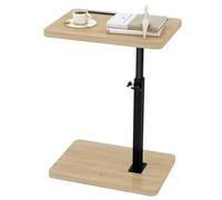 IBUYKE Table d’appoint, Hauteur réglable, 360 ° pivotant Bout de Canapé, C Form Tables Canapé, avec Fente pour téléphone et Tablette, Petite Table Basse pour Salon, Chambre, Naturelle TVT003R