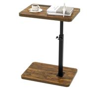 IBUYKE Table d’appoint, Hauteur réglable, 360 ° pivotant Bout de Canapé, C Form Tables Canapé, avec Fente pour téléphone et Tablette, Petite Table Basse pour Salon, Chambre, Marron TVT003H