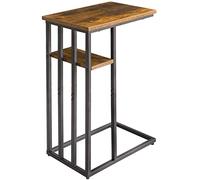 IBUYKE Table d'appoint, C Form Bout de canapé, Table de Chevet Bout, Table à Café Industrielle,Montage Facile, pour Salon Chambre Couloir Petit Espace, Marron et Noir TMJ406H