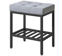 IBUYKE Tabouret de Maquillage, Chaise de vanité de Linge, Bleu Gris WBD017L | Réglable pieds espace de stockage repose-pieds multi-usage petite table latérale chambre ottomane