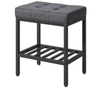 IBUYKE Tabouret de Maquillage, Chaise de vanité de Linge Gris foncé WBD017G | Réglable pieds espace de stockage repose-pieds multi-usage petite table latérale chambre ottomane