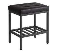 IBUYKE Tabouret de Maquillage, Chaise vanité siège PU, Noir WBD017B | Réglable pieds espace de stockage repose-pieds multi-usage petite table latérale chambre ottomane