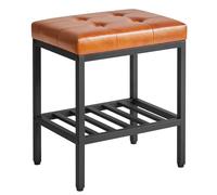 IBUYKE Tabouret de Maquillage, Chaise vanité siège PU, WBD017J Marron Clair | Réglable pieds espace de stockage repose-pieds multi-usage petite table latérale chambre ottomane