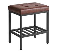 IBUYKE Tabouret de Maquillage, Chaise vanité siège PU, WBD017Z Brun foncé | Réglable pieds espace de stockage repose-pieds multi-usage petite table latérale chambre ottomane