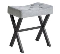 IBUYKE Tabouret de vanité de Lin, Chaise de Maquillage, Bleu Gris WBD018L | Square Ottoman Seat Footrest Multi-Use Petite Table latérale Chambre à coucher Salon