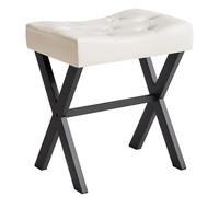 IBUYKE Tabouret de vanité PU, Chaise de Maquillage, Blanc WBD019W | Square Ottoman Seat Footrest Multi-Use Petite Table latérale Chambre à coucher Salon