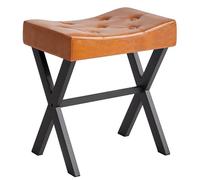 IBUYKE Tabouret de vanité PU, Chaise de Maquillage, Marron Clair WBD019J | Square Ottoman Seat Footrest Multi-Use Petite Table latérale Chambre à coucher Salon
