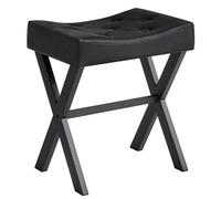 IBUYKE Tabouret de vanité PU, Chaise de Maquillage, Noir WBD019B | Square Ottoman Seat Footrest Multi-Use Petite Table latérale Chambre à coucher Salon